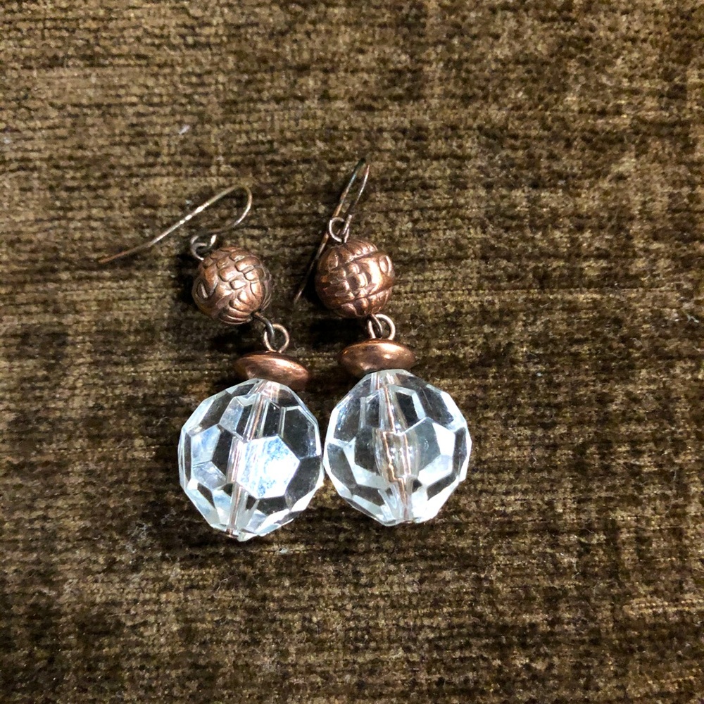 Rose Gold Tone and Acetate Drop Earrings